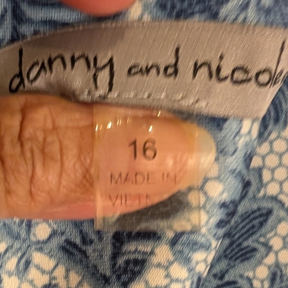 Danny & Nicole Blue Floral Ombre Midi Dress on Cream - Picture 5 of 5